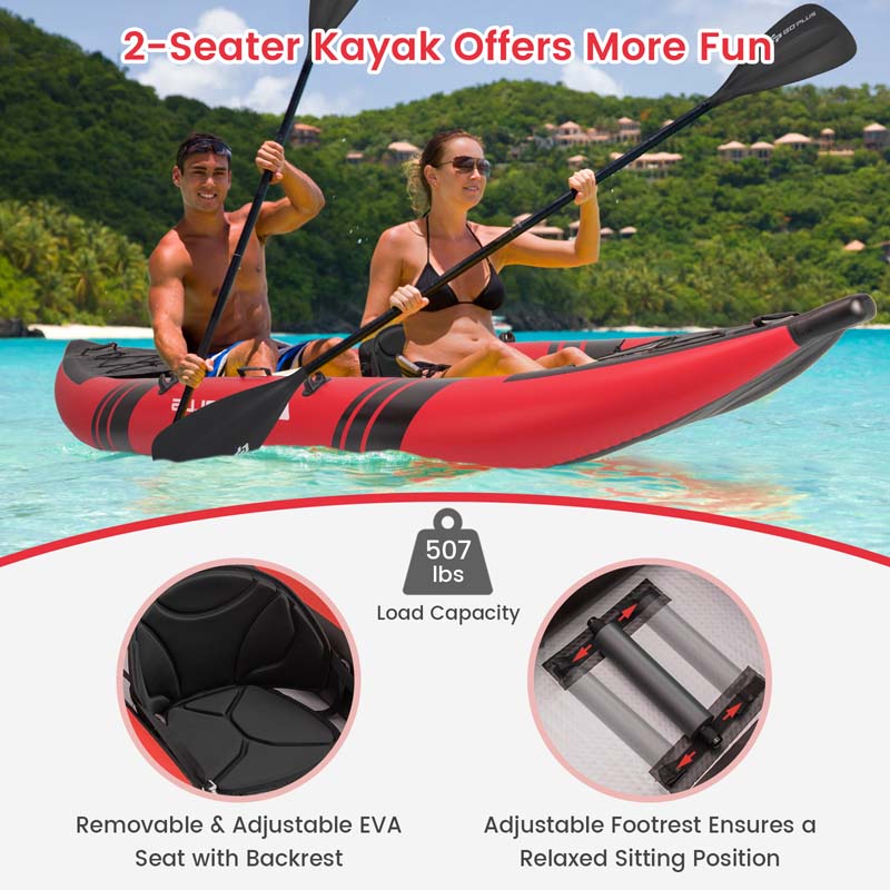 Eletriclife Inflatable 2-person Kayak Set with Aluminium Oars and Repair Kit