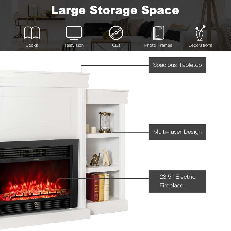 Eletriclife 70" Mantel Fireplace Cabinet with 28.5" Electric Fireplace Insert