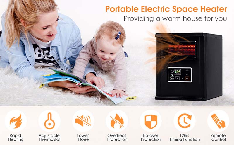 Eletriclife 1500W Electric Remote Infrared Space Heater