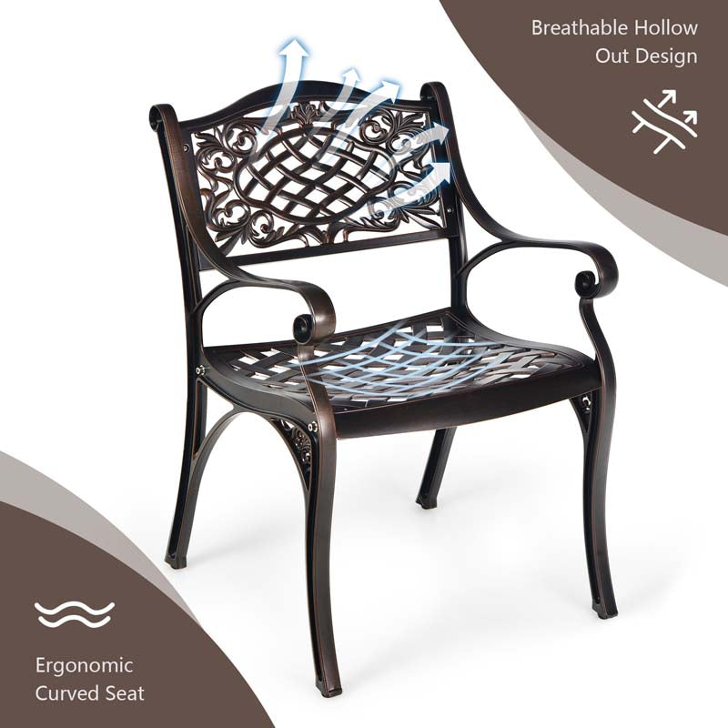 Eletriclife Outdoor Cast Aluminum Chairs with Armrests and Curved Seats