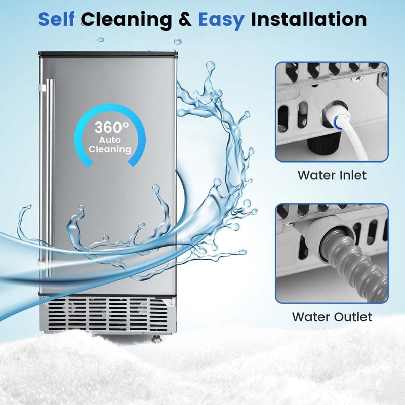 Eletriclife 80lbs Per Day Commercial Ice Maker with 25 LBS Ice Bin and Drain Pump