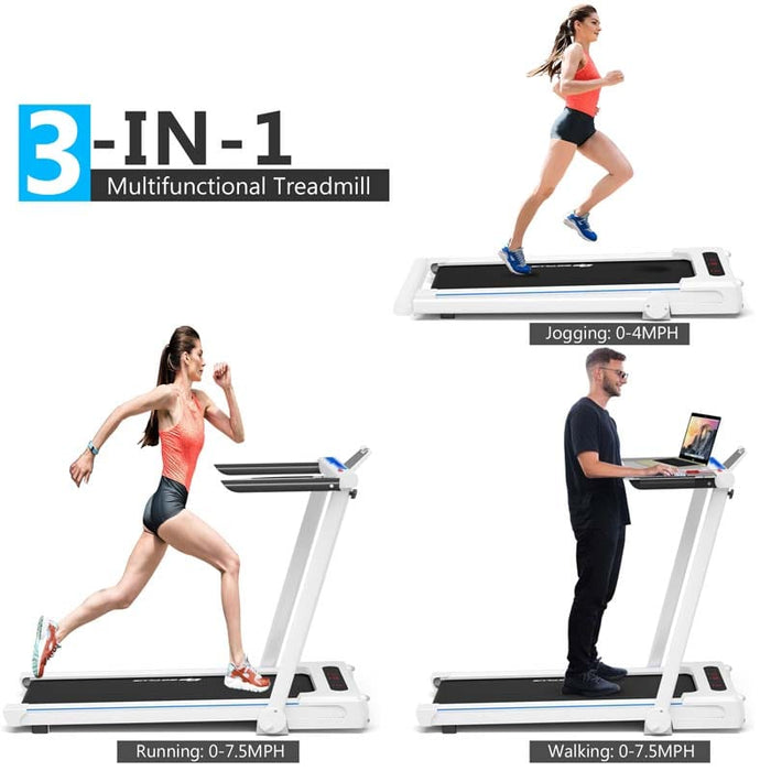 2 in 1 Folding Treadmill, Under Desk Treadmill 0.6-6.2MPH Walking