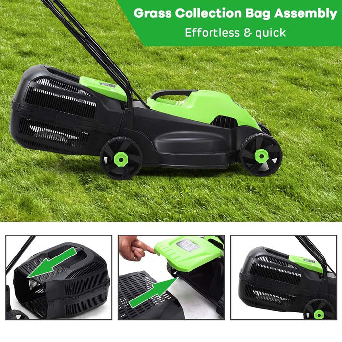 Eletriclife 12.5 Inch Corded Push Lawn Mower with 30L Grass Bag