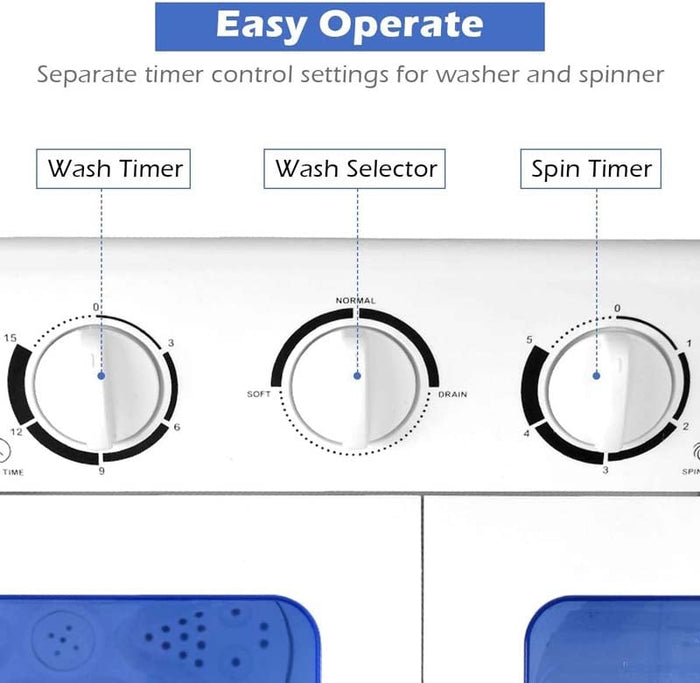 Portable 17.6 lbs Twin Tub Washing Machine