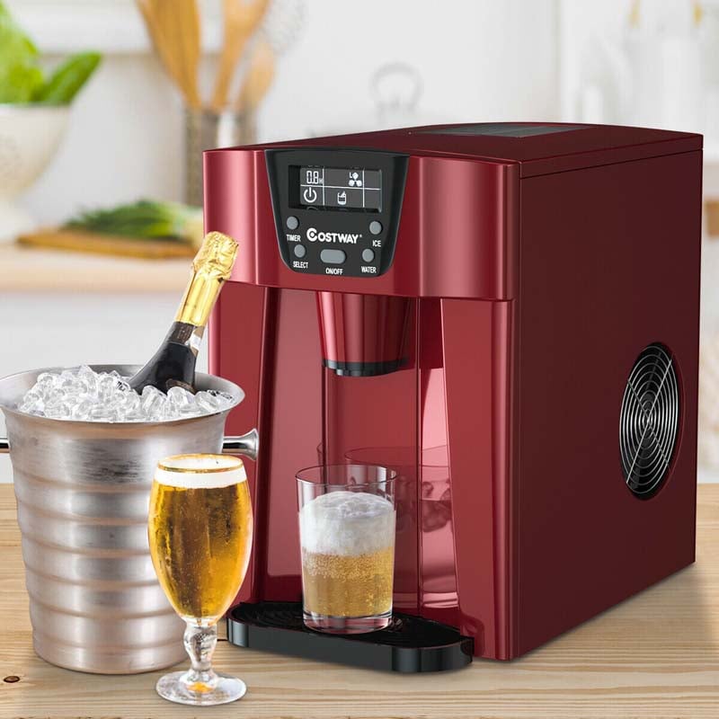 40LBS/24H Portable Ice Maker Countertop Ice Machine with Top Inlet Hole &  Self-Clean Function