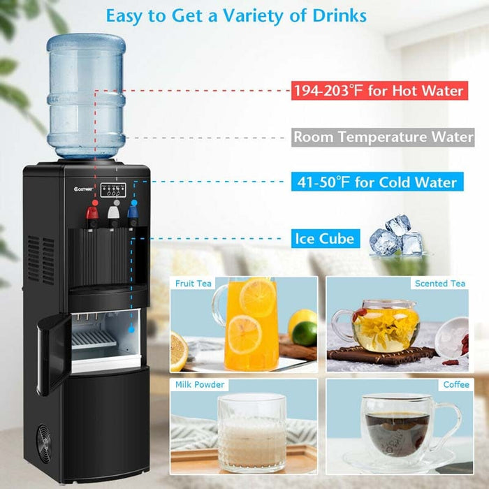 Eletriclife 2-in-1 Top Loading Water Cooler Dispenser with Built-in Ice Maker