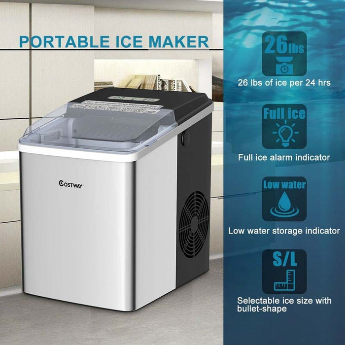 26 lbs/24 h Portable Ice Maker Machine