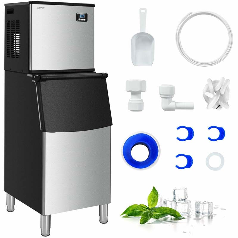 Kismile Built-In Ice Maker Machine, Commercial Lab Ice Maker with 80lbs Daily, Reversible Door, Drain Pump,24H Timer & Self-Cleaning, Under Counter