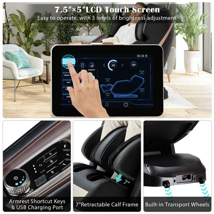 3D SL-Track Full Body Massage Chair, Zero Gravity Massage Recliner with 7'' LCD Touch Screen