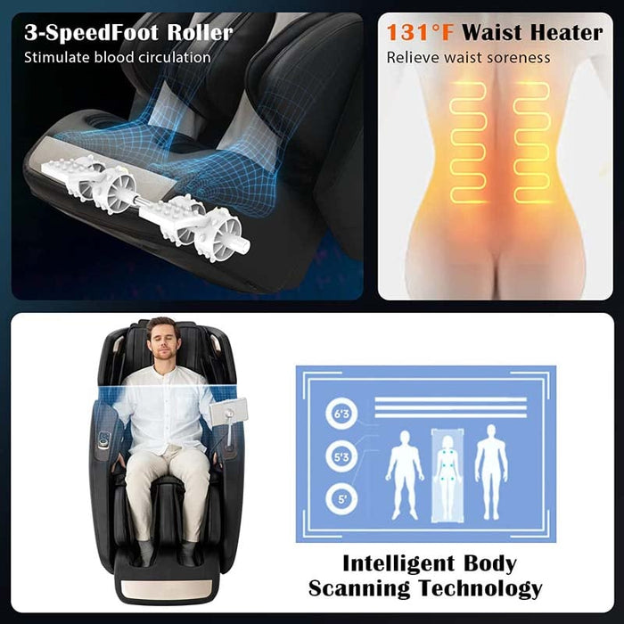 3D SL-Track Full Body Massage Chair, Zero Gravity Massage Recliner with 7'' LCD Touch Screen