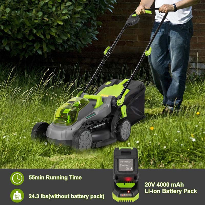 Eletriclife 40V 13 Inch Cordless Lawn Mower with 4Ah Battery and Charger