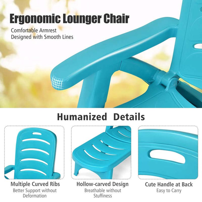 Eletriclife 5 Position Adjustable Folding Rolling Outdoor Lounger Chaise Chair