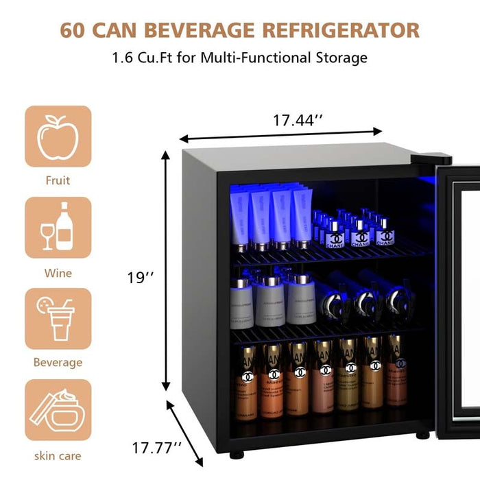 60 Can Mini Beverage Cooler with Glass Door