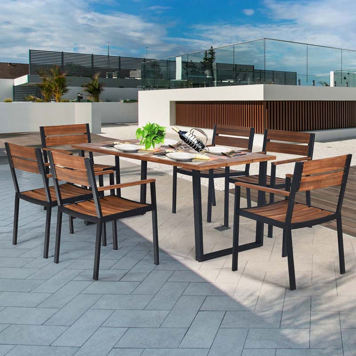 7 Pcs Acacia Wood Patio Dining Sets Sale, Price & Reviews - Eletriclife