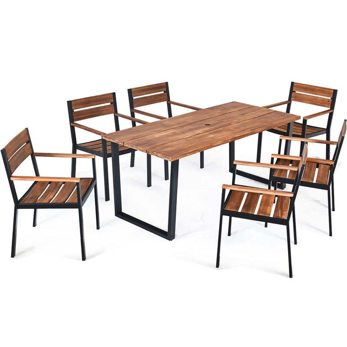 7 Pcs Acacia Wood Patio Dining Sets Sale, Price & Reviews - Eletriclife