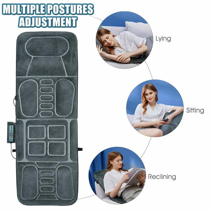 Chairliving Portable Full Body Massage Mat Foldable Heated Massager Pad Cushion with 10 Vibration Motors for Back Pain Relief