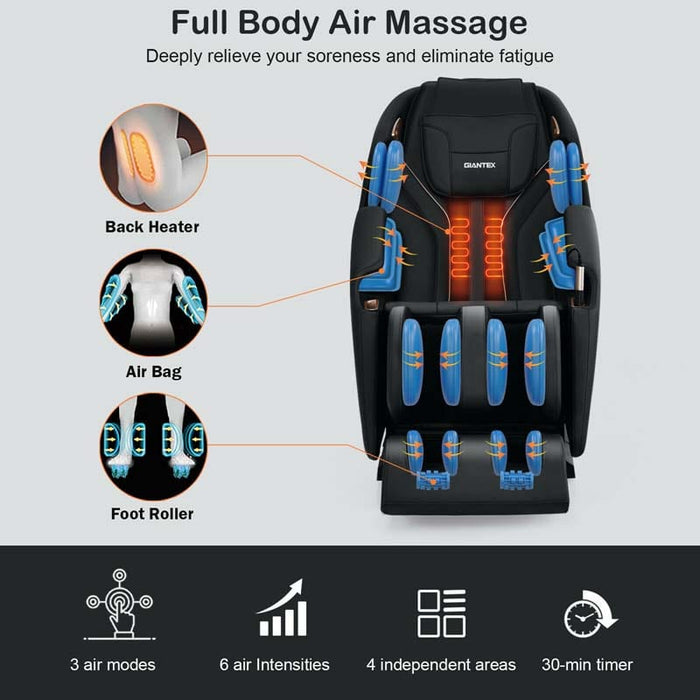 Eletriclife Free Assembly Heated Full Body Zero Gravity Massage Chair with SL Track