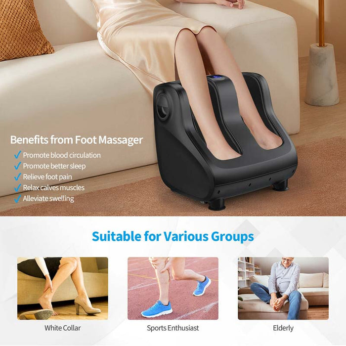 Eletriclife Heated Shiatsu Foot and Calf Massager with Compression Kneading