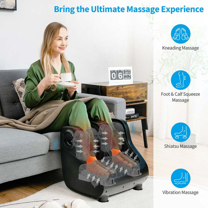 Eletriclife Heated Shiatsu Foot and Calf Massager with Compression Kneading