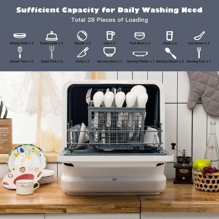 Portable Countertop Dishwasher with 7.5L Water Tank