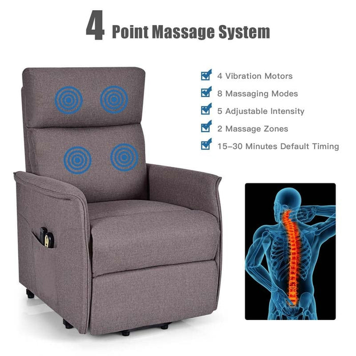 Eletriclife Power Lift Massage Chair Fabric Padded Recliner Sofa