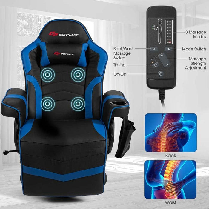 Eletriclife Racing Style High Back Massage Gaming Chair with Pillow