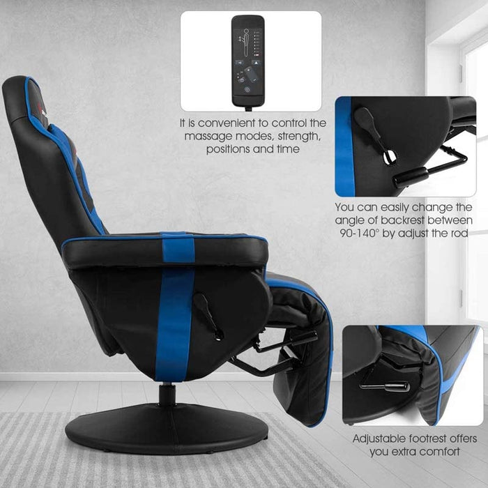 Eletriclife Racing Style High Back Massage Gaming Chair with Pillow