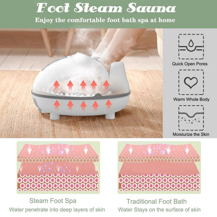 Eletriclife Steam Foot Spa Bath Massager Foot Sauna Care with Heating Timer Rollers