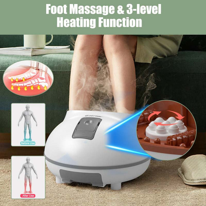 Eletriclife Steam Foot Spa Bath Massager Foot Sauna Care with Heating Timer Rollers