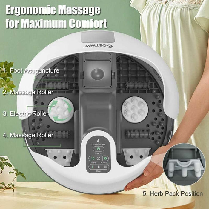 Eletriclife Steam Foot Spa Bath Massager Foot Sauna Care with Heating Timer Rollers