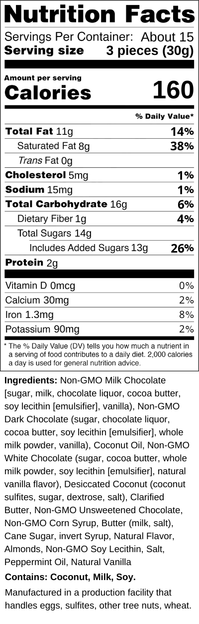 16-Ounce Assorted TruffleCremes Nutrition Facts