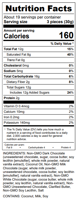 20-Ounce Ephemere TruffleCreme Jar Nutrition Facts. Contains: Coconut, Milk, Soy. For more allergen or nutritional information, call 800-800-9490
