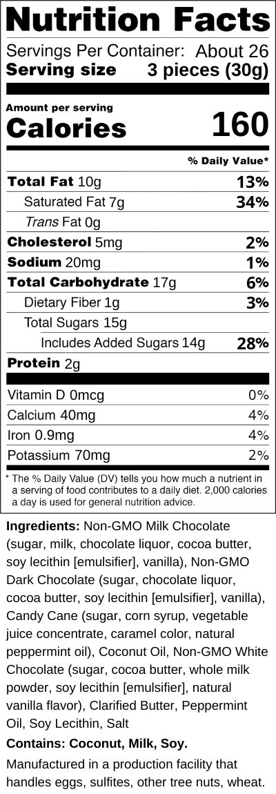 28-Ounce Candy Cane TruffleCreme Jar Nutrition Facts