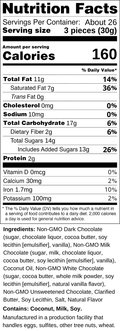 28-Ounce Ephemere TruffleCreme Jar Nutrition Facts