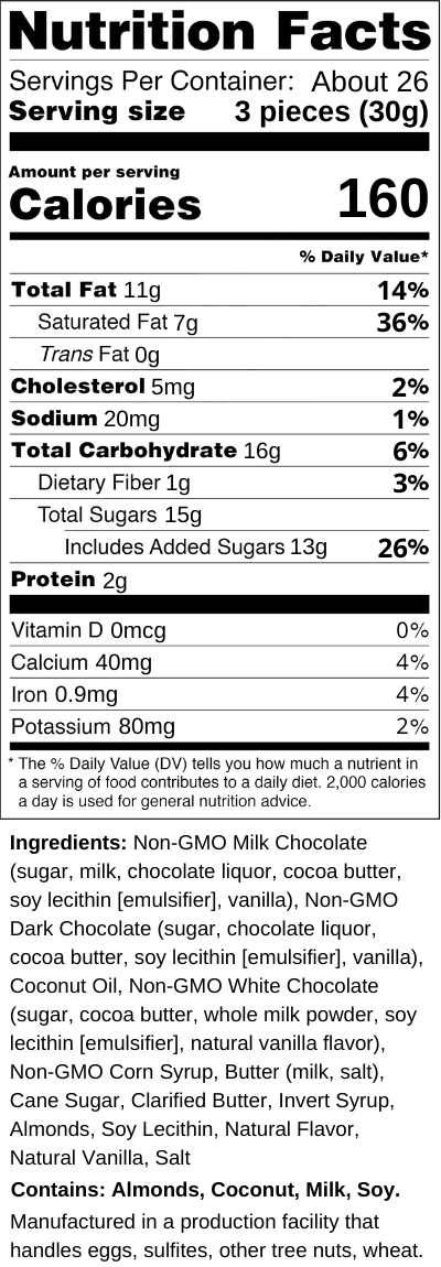 28-Ounce Toffee Crunch TruffleCremes Nutrition Facts