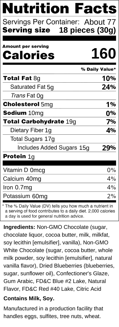 Chocolate Covered Blueberries Nutrition Facts