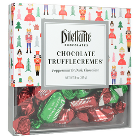 Dilettante Chocolates Peppermint and Ephemere TruffleCremes in a holiday-inspired gift box