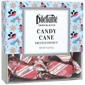 Dilettante Chocolates Candy Cane TruffleCremes in a holiday-inspired gift box