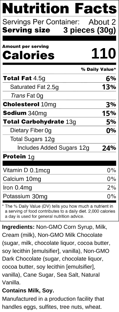 6-Piece Salted Caramel Chocolates Nutrition Facts