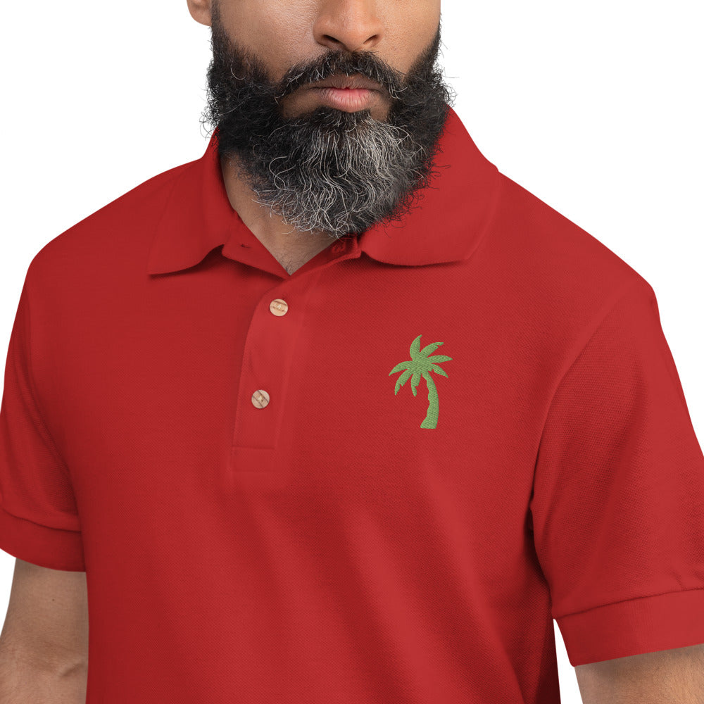 palm tree logo polo shirt