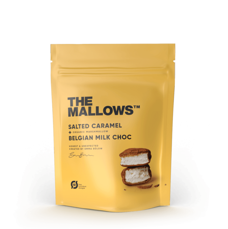 Billede af The Mallows - Salted Caramel - skumfiduser med mælkechokolade og karamel 90G