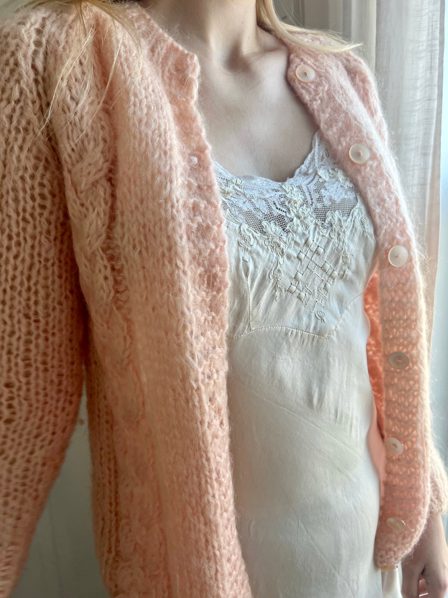 1960s Peach Pink Mohair Wool Button up Cardigan – Breath Of the Earth