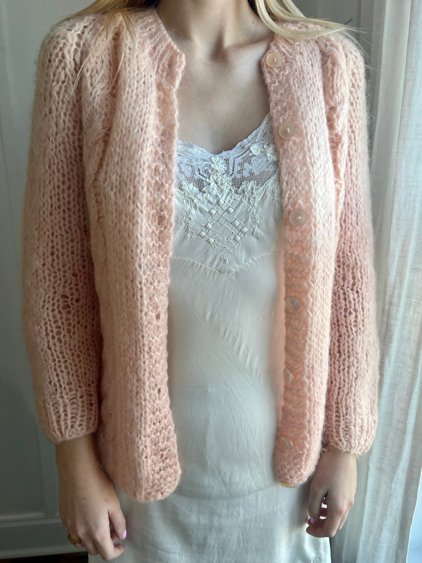 1960s Peach Pink Mohair Wool Button up Cardigan – Breath Of the Earth