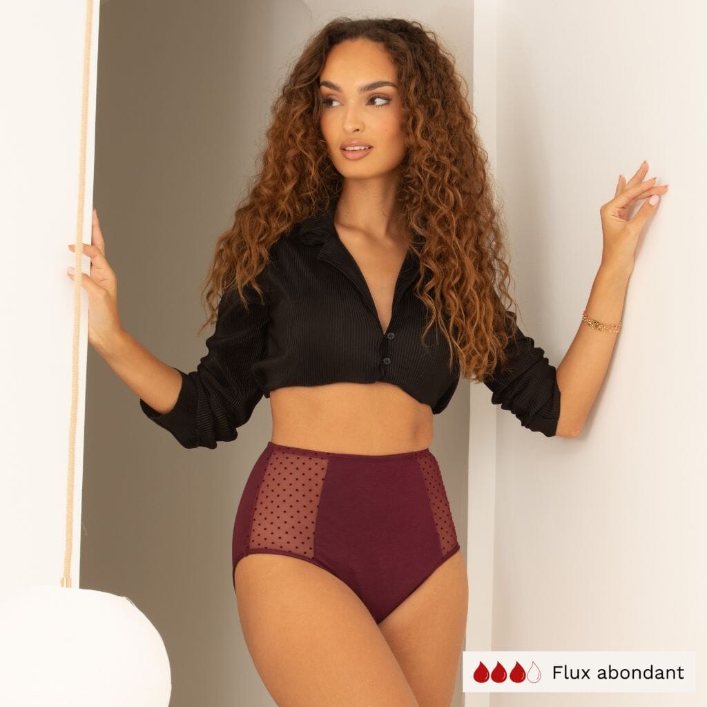 Culotte menstruelle avec taille super haute - Noir - Taille 42-60