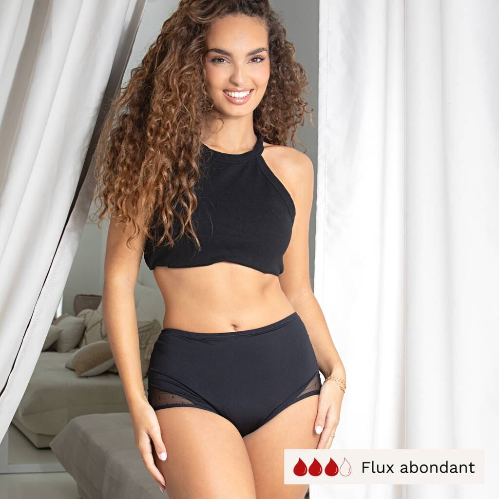 Weekiss Brazilian culotte menstruelle, culotte de regle flux abondant, culotte  menstruelle taille haute, coton