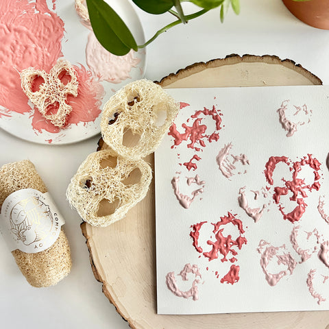 In addition to flowers, making heart stamps is a fun, easy way to share some luffa love.