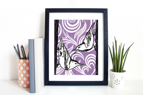 Mountains - linocut  Art Print for Sale by The Purple Owl Cult