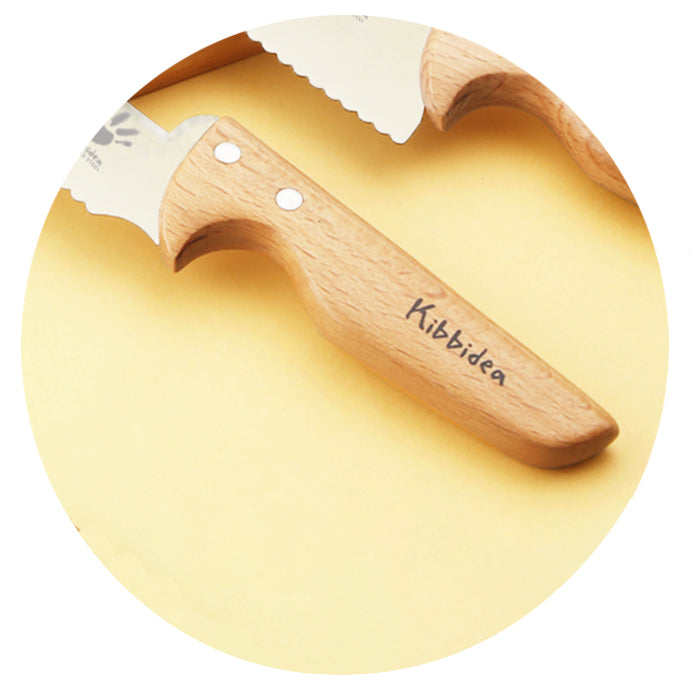  Kibbidea Cuchillos para niños, juego de cuchillos seguros para  niños de 4 piezas para cocina real, cuchillo de cocina de acero inoxidable  con protector de dedos para cortar, cortar frutas y