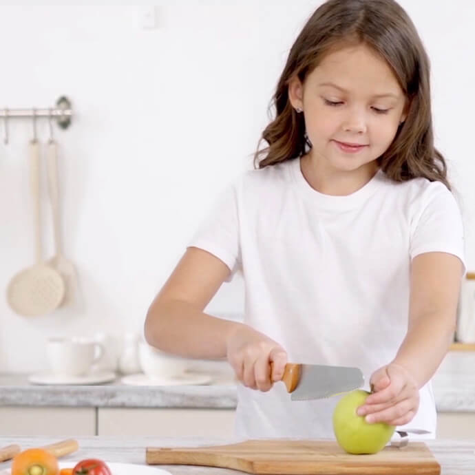 Kibbidea Kids Kitchen Knife Set Stainless Steel Safety Knives Children  Serrated Knife for Cutting Fruits Vegetable Wooden Handle - AliExpress