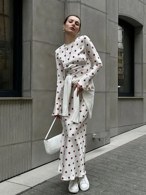 Wjczt Women's 2024 Autumn O-Neck Long Sleeve Floral Print Satin Bodycon Maxi Dress For Ladies Elegant Slim Evening Dress - Wjczt